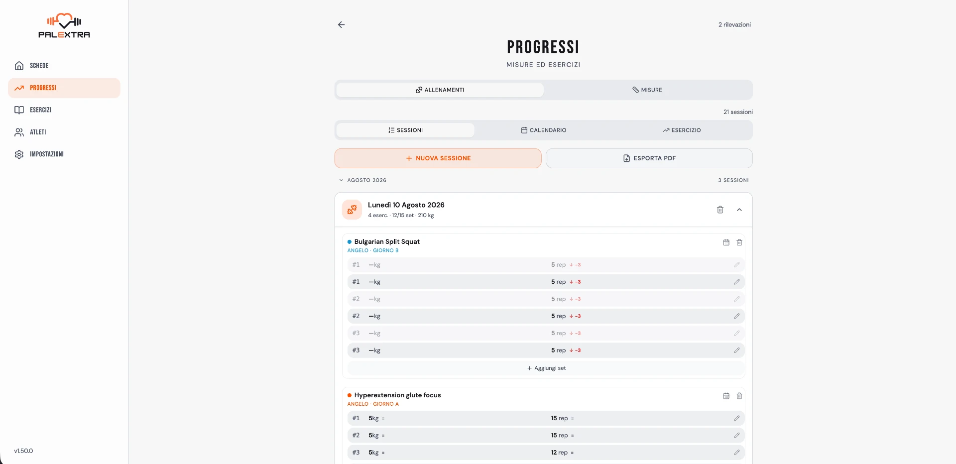 Anteprima della web app Palextra nel browser
